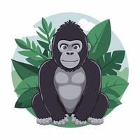 flat Cartoon funny gorilla on white background vector