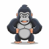 plano dibujos animados gracioso gorila en blanco antecedentes vector