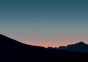 Landscape nature panorama in the night and moon. Illustration in flat style. vector