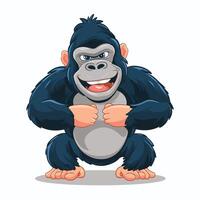 flat Cartoon funny gorilla on white background vector