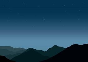 Landscape nature panorama in the night and moon. Illustration in flat style. vector