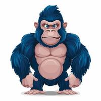 flat Cartoon funny gorilla on white background vector