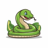 Cartoon green snake on white background vector