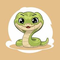 Cartoon green snake on white background vector