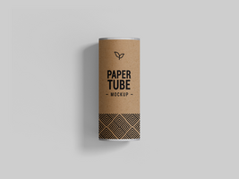 Craft Paper Tube mockup editable packaging design - High Cardboard Tube Box Mockup for branding psd