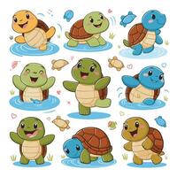 illustration of a smiling cartoon turtle white background vector