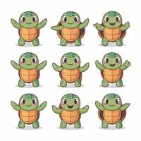 ilustración de un sonriente dibujos animados Tortuga blanco antecedentes vector