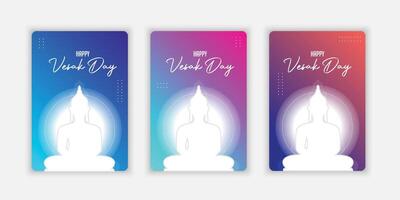 Vesak Day Creative Concept for Card or Banner. Vesak Day is a holy day for Buddhists. Happy Buddha Day with Siddhartha Gautama Statue Design vector