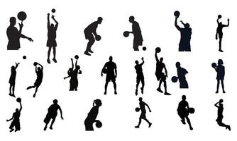 baloncesto jugador silueta recopilación. vector