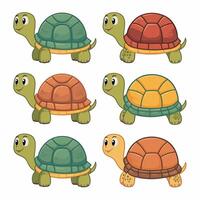 ilustración de un sonriente dibujos animados Tortuga blanco antecedentes vector