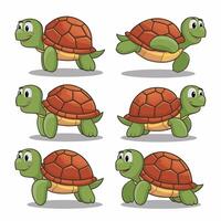 ilustración de un sonriente dibujos animados Tortuga blanco antecedentes vector