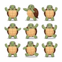 ilustración de un sonriente dibujos animados Tortuga blanco antecedentes vector