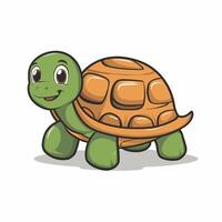 ilustración de un sonriente dibujos animados Tortuga blanco antecedentes vector