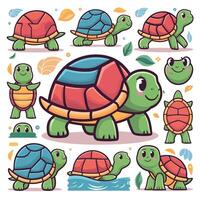 ilustración de un sonriente dibujos animados Tortuga blanco antecedentes vector