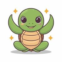 illustration of a smiling cartoon turtle white background vector