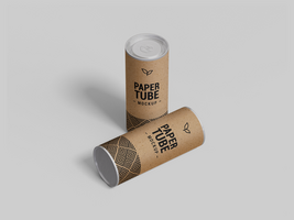 Realistic Paper Tube Rendering Mock-up easy to change colors - Blank brown paper tube Mockup for branding psd