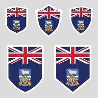 Set of Falkland Islands Flag in Shield Shape vector