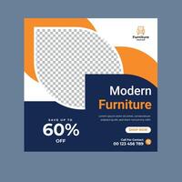 Modern furniture square social media template vector