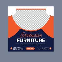 Furniture sale social media post template vector