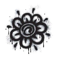 Spray Sprayed Graffiti flower icon isolated on white background. graffiti flower icon with spray on black vector