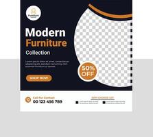 Modern furniture square social media template vector