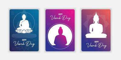 Vesak Day Creative Concept for Card or Banner gradient color. Vesak Day is a holidays for Buddhists. Happy Buddha Day with Siddhartha Gautama Statue Design vector