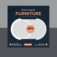 Furniture sale social media post template vector