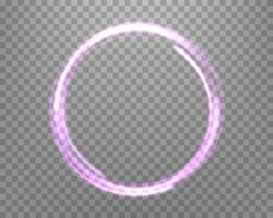 Glowing purple magic ring. Neon realistic energy flare halo ring. Abstract light effect vector