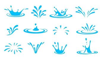 Cartoon water splash effects dynamic splashing set vector