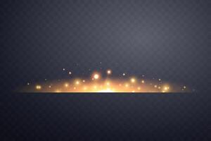 Orange horizontal lensflare. Light flash with rays or spotlight and bokeh. Orange glow flare light effect. vector