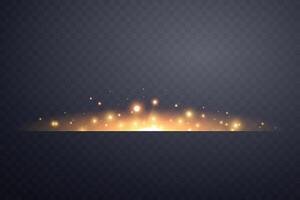 Orange horizontal lensflare. Light flash with rays or spotlight and bokeh. Orange glow flare light effect. vector