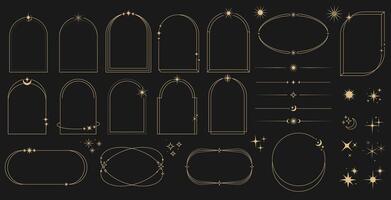 Celestial frame, arch and border y2k bohemian arcs vector