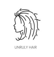 Unruly hair care and treatment thin line icon vector