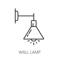 Wall lamp outline icon, electric lantern light vector