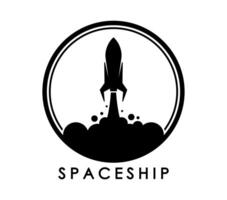 Spaceship, space rocket icon, isolated emblem vector