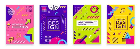 Memphis abstract modern geometric shape posters vector
