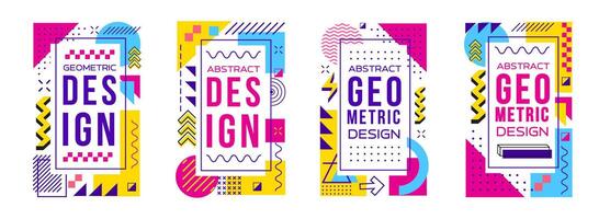 Abstract modern geometric Memphis posters, banners vector