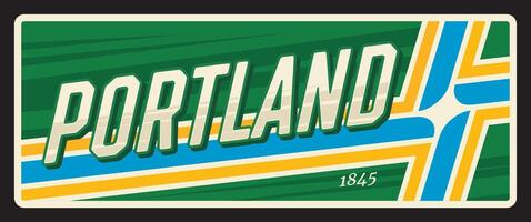 Portland americano placa, Estados Unidos retro viaje plato vector