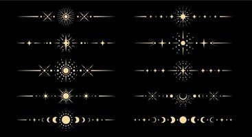 Fantasy celestial borders and dividers set vector