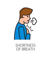 Anemia shortness of breath symptom line icon vector