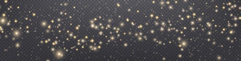 Gold glittering dots, particles, stars magic sparks. Glow flare light effect. Gold luminous points. vector