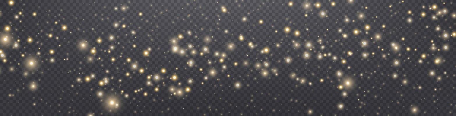 Gold glittering dots, particles, stars magic sparks. Glow flare light effect. Gold luminous points.
