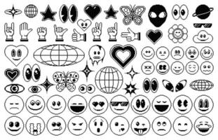 8 poco píxel y2k íconos y emoji 8 bits conjunto vector