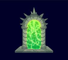 Fantasy game magic portal door, mystical tunnel vector