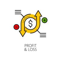 Profit and loss color line icon, rotating arrows vector