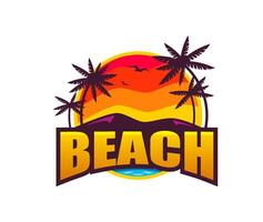 paraíso recurso verano tropical playa palmas icono vector