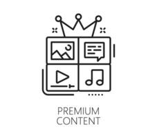 Premium content line icon, blogging, social media vector