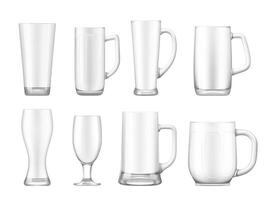 Realistic empty beer glass, tankard, pint cup, mug vector