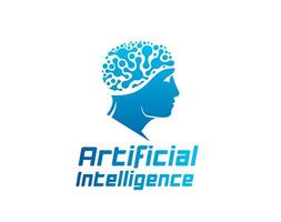 AI artificial intelligence icon, robot and brain vector