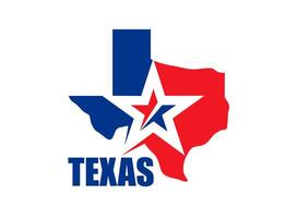 Texas estado símbolo, mapa icono con bandera y estrella vector